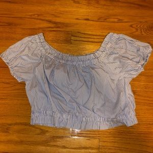 Blue striped crop top